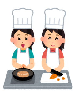 料理をしている絵です。